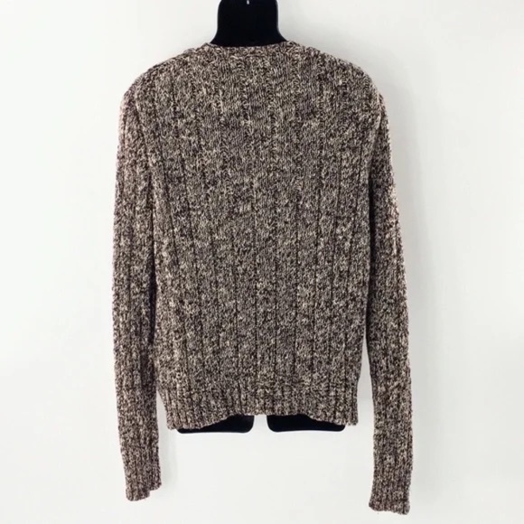 Polo Ralph Lauren Mens Rib Knit Sweater Brown Heather Crewneck Fisherman Sz L - Picture 9 of 10